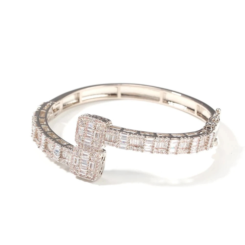Icy Baguette Bangle “Silver”