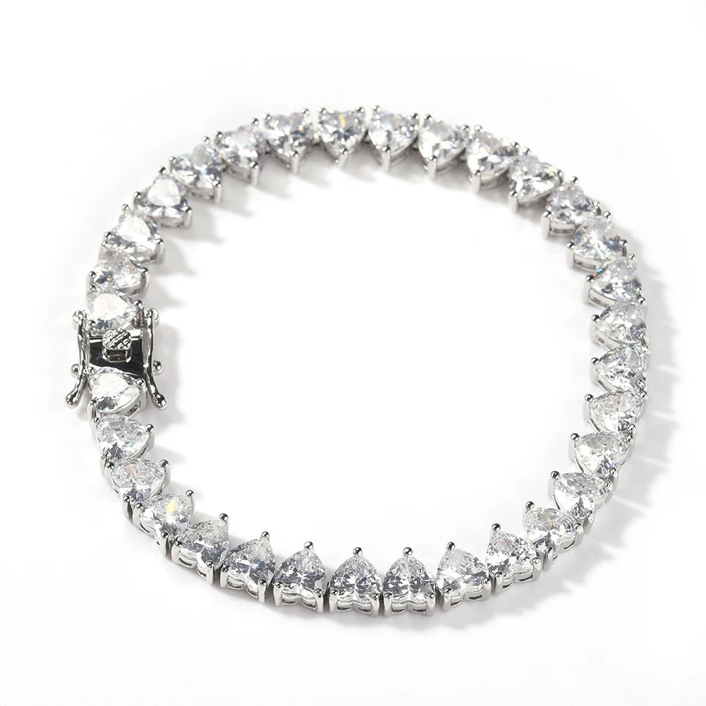 Heart Tennis Bracelet “Silver”