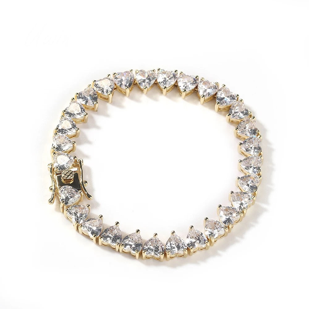 Heart Tennis Bracelet “Gold”